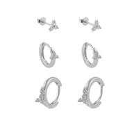 3 Pairs Flower Zirconia Hoop and Stud Earrings For Women Girls Minimalist 925 Fashion Sterling Silver 18k Gold Plated, Platinum Plated Hypoallergenic Jewellery with Gift box