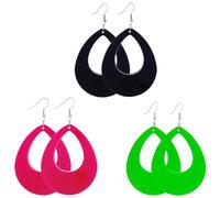 3 Pairs Fluorescent Topological Earring Sets with Star Stripes Motifs Made of Polyacrylate for Dance Parties and Celebrations Elegant Gift Earring Set, one size, As described
