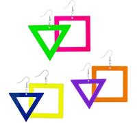 3 Pairs Fluorescent Topological Earring Sets with Star Stripes Motifs Made of Polyacrylate for Dance Parties and Celebrations Elegant Gift Earring Set, one size, As described