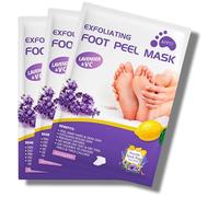 3 Pairs Foot Peel Mask, Exfoliating Foot Peeling Mask for Hard Skin, Callus Remover, Moisturising Socks for Foot Care, Repair Cracked Heel, Dead Skin, Foot Mask for Baby Soft Skin, Vegan - Lavender