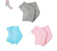 3 Pairs Gel Heel Socks, Soft Moisturizing Socks, Heel Protectors Ankle Support Sock Moisturizing Heel Socks, for Dry Hard Cracked Skin Moisturizing Day Night Care Skin (Gray Blue Pink)
