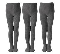 3 Pairs Girls Thick Cotton Rich Tights for Ages 3-16 Years Grey/Black Warm Soft School Uniform Tights for Girls, Durable Knit Smart Formal and Casual Wear (UK, Age, 5 Years, 6 Years, Regular, GREY)