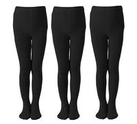 3 Pairs Girls Thick Cotton Rich Tights for Ages 3-16 Years Grey/Black Warm Soft School Uniform Tights for Girls, Durable Knit Smart Formal and Casual Wear (UK, Age, 15 Years, 16 Years, Regular, BLACK)