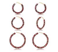 3 Pairs Glitter Hoop Earrings Patriotic Independence Day Earrings Large Medium and Small Hoop Earring Red White Blue Sequin Drop Dangle Earrings for Women Girls, Zinc, No Gemstone