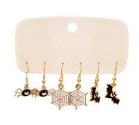 3 Pairs Halloween Earrings for Women Gold Ghost Bat Drop Earrings Black Spider Web Dangle Earrings Halloween Dangle Drop Earrings Set Fashion Halloween Jewelry, S, Zinc, No Gemstone