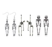 3 Pairs Halloween Skeleton Earrings Punk Spooky Skull Earrings for Women for Halloween Costume Accessories