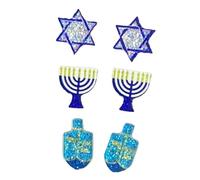 3 Pairs Hanukkah Candle Star Resin Acrylic Dangle Earrings Set for Women Jewelry, M, Resin, No Gemstone