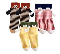 3 Pairs Holding Hands Socks, Funny Novelty Socks for Men and Women, Magnetic Couple Socks with Colorful Stripes, Unique Funny Friend Gifts, Silly Gifts for Best Man and Women