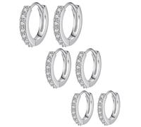 3 Pairs Hoop Earrings for Women, Small Hoop Earrings for Women, Sleeper Earring, Silver Huggies Earring For Mens Girls Gifts (8mm 10mm 12mm)
