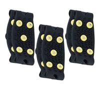 3 Pairs Ice Cleats for Shoes and Boots with Anti Slip Spikes Winter | Tpe Thermoplastic Elastomer, Stretchable Strap System, Quick Attachment, Black Pair for Evening Shoes