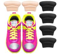 3 Pairs Kids Heel Grips Self-Adhesive Heel Cushion Cute Soft Grips Liner Add Comfort and Volume to Too Large Shoe Inserts Prevent Skin Rubbing Blister Shoe Fit for Toddlers Girls Boys (Black+Apricot)
