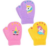 3 Pairs Kids Knitted Mittens Toddler Winter Gloves Boys Stretch Magic Full Finger Warm Mittens