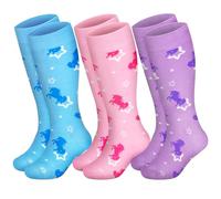 3 Pairs Kids Toddler Soccer Socks for Girls Soccer Athletic Socks Youth Football Socks Toddler Knee High Socks Kids