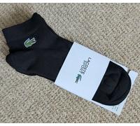 3 Pairs LACOSTE Black Short Ankle Flat Knit TRAINER Tennis SOCKS RA4183 Lac6