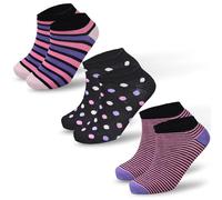 3 Pairs Ladies Bamboo Ankle Socks Breathable Soft Top Womens Trainer Liners Patterned UK Size 4-7 (Black)