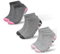 3 Pairs Ladies Bamboo Ankle Socks Breathable Soft Top Womens Trainer Liners Patterned UK Size 4-7 (Grey)