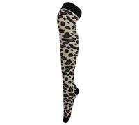 3 Pairs Ladies Over The Knee High Socks for Women Fancy Dress Leopard Design Thigh High Socks in Beautifull Colours Long Socks UK Size 4-7 (Leopard)