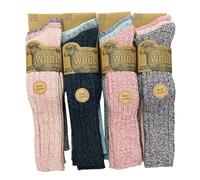 3 Pairs Ladies Soft Thermal Premium Quality Long Wool Blend Boot Socks Mix Colours Size UK 4-8 EU 37-42