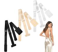 3 Pairs Low Back Bra Converter Bra Extenders 2 Hook, Invisible Bra Straps Bra Low Back Bra Extender Bra Strap Extender Low Back, Adjustable Dress Straps for Strapless Dress Black Beige White, 2 Hooks