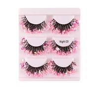 3 Pairs Luminous False Eyelashes Dramatic Glitter Eyelashes Soft for Stage Pink