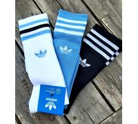 3 PAIRS M 40-42 ADIDAS SOLID CREW SOCKS White Light Blue Black 3S HL6765 box17