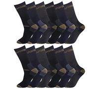 3 Pairs Men’s Cushion Cotton Crew Thick Warm Thermal Wicking Chunky Work Sports Cotton Rich Socks Calf Steel Toe Safely Boots Socks UK 6-11 (Black/Grey/Navy)