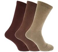 3 Pairs Mens Big Foot Extra Wide Non Elastic Diabetic Socks for Swollen Legs Comfort Fit Soft Top Gentle Grip Five Colours Size 11-14 Brown Mix, Black, Blue Mix Dark Mix and White (Brown Mix)