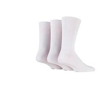 3 Pairs Mens Extra Wide Non Elastic Diabetic Socks for Swollen Legs Comfort Fit Soft Top Gentle Grip Five Colours Size 6-11 (White)