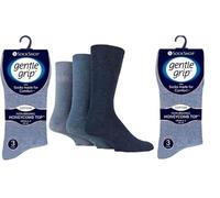 3 Pairs MEN'S Gentle Grip Cotton Blend Non Binding Socks Honeycomb TOP UK 6-11 (Blue 3Pair)