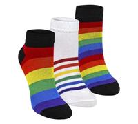 3 Pairs Mens Ladies Rainbow Ankle Socks | Sock Snob | Striped Multicolour Novelty Cotton Socks