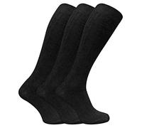 3 Pairs Mens Thin Extra Long Knee High 100% Cotton Lightweight Ribbed Dress Socks (6-11 uk, XLCS Black)