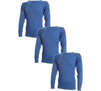 3 Pairs Mens Undercover Brushed Thermal Long Sleeve Vests Blue Large