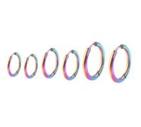 3 Pairs Multi Size Huggie Hoop Earrings Set 8mm 10mm 12mm Stainless Steel Small Click Circle Hoops for Layered Ear Piercing - Colorful