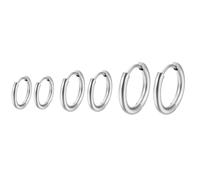 3 Pairs Multi Size Huggie Hoop Earrings Set 8mm 10mm 12mm Stainless Steel Small Click Circle Hoops for Layered Ear Piercing - Silver