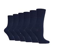 3 Pairs Navy Ladies Gentle Grip Easy Fit Loose Top Honey Comb Non elastic Cotton Socks Size 4-8 UK, 37-42 EUR (Navy)