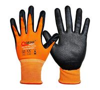 3 Pairs Nitrile Rubber Palm Coated Safety Work Gloves, Fine Knitted Bright Orange Color Liner, Oil/Greasy Resistance Palm, Multi-Purpose Wse, Mechanic Work, DIY, Construction, Gardening (10/XL)