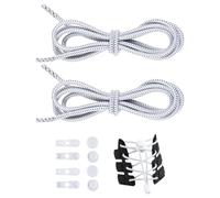 3 Pairs No Tie Elastic Shoelaces,Adjustable Stretch Tieless Shoe Strings for Adults Sneakers Running Hiking Athletic Shoes, White, One Size