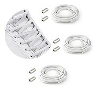 3 Pairs No Tie Elastic Shoelaces - Flat Stretch Shoe Laces With Metal Buckles for Sneakers, Kids / Adults Adjustable Laces, Rubber Tieless Replacement for All Shoes