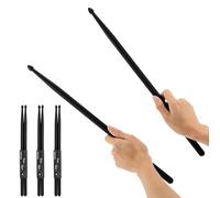 3 Pairs Nylon Drumsticks 5A Drum Sticks with AntiI-Slip Handles for Kids Adults Beginners Practice, Cardio Drumming (Black)