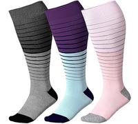 3 Pairs of Compression Socks for Women Men, Plus Size Wide Calf Compression Socks, Compression Sock for Flying Pregnancy Compression Sock for Running Nursing Circulation Support (3XL,3 pcs-20)