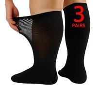 3 Pairs of Extra Wide Memory Cushioned Moisture Socks for Swollen Feet Super Wide Diabetic Edema, Bariatric, Hospital Socks for Men, Men's Size 11-14 UK