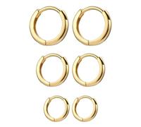 3 Pairs Of Gold Hoop Earrings, Hug Earrings, Women's Sleep Earrings, Golden Cartilage Earrings, Hypoallergenic Earrings, Suitable For Men And Women, 10mm, 12mm, 15mm (Gold Color)