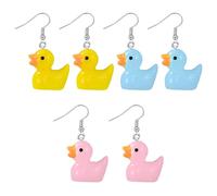 3 Pairs of Little Duck Earrings, Three-Dimensional Duck Earrings, Interesting Animal Earrings, Cute Simulation Earrings, Personalized Simple Earrings (Yellow, Blue, Pink)