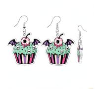 3 Pairs Pastel Goth Halloween Ghost Earrings Acrylic Dangle Set | Lightweight transparent acrylic drops under 0.1 oz each, silver alloy fish hook ear wires, smooth polished edges, 2.1 inch