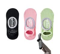 3 Pairs Pilates Socks, spring and autumn, Black, Green and Light Pink Women's Yoga Socks, One Size Top Hollow, With Anti-Slip Adhesive Dots, for Yoga Ballet Pilates