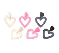 3 Pairs Practical Robust Acrylic Heart and Tear Earrings Portable Jewellery Gifts for Sister or Friend Double Heart Baumle, one size, As described