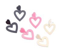 3 Pairs Practical Sturdy Acrylic Heart And Teardrop Earrings Portable Jewelry Special Gifts For Sister Or Friend Acrylic Heart Earrings