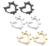 3 Pairs Punk Grunge Earrings,Gothic Hoop Heart Spike Earring Set,Vintage Punk Earrings for Women,Y2k Emo Accessories Gothic Earrings Jewelry,New Year Christmas Jewelry Gifts for Women Men