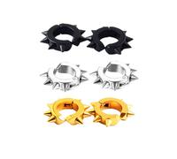 3 Pairs Punk Rivets Clip on Hoop Earrings Set Stainless Steel Spikes Awl Non Piercing Taper Huggie Helix Cartilage Earrings