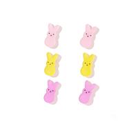 3 Pairs Rabbit Earrings Set for Women Happy Easter Cute Colorful Acrylic Bunny Animal Glitter Sequins Lightweight Small Stud Earrings for Spring Holiday Festival Party Fashion Jewelry, S, Acrylic, No